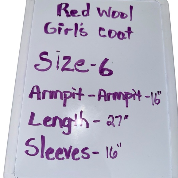 📌Red Wool Girls Hooded Coat Size 6 Classic Winter Dress Coat USA Made - Picture 7 of 7